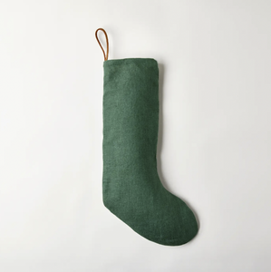 Emerald Linen Xmas Stocking