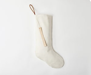 Ivory Linen Xmas Stocking