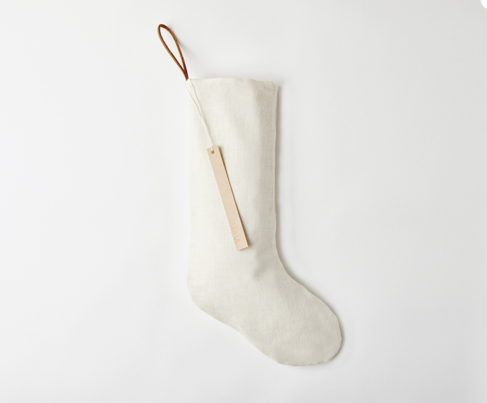 Ivory Linen Xmas Stocking