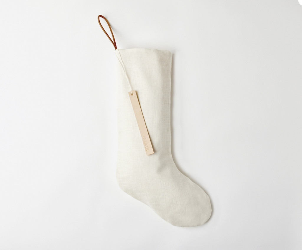 Ivory Linen Xmas Stocking