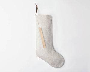 Oatmeal Linen Xmas Stocking