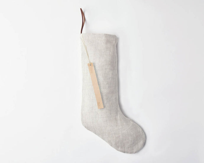 Oatmeal Linen Xmas Stocking